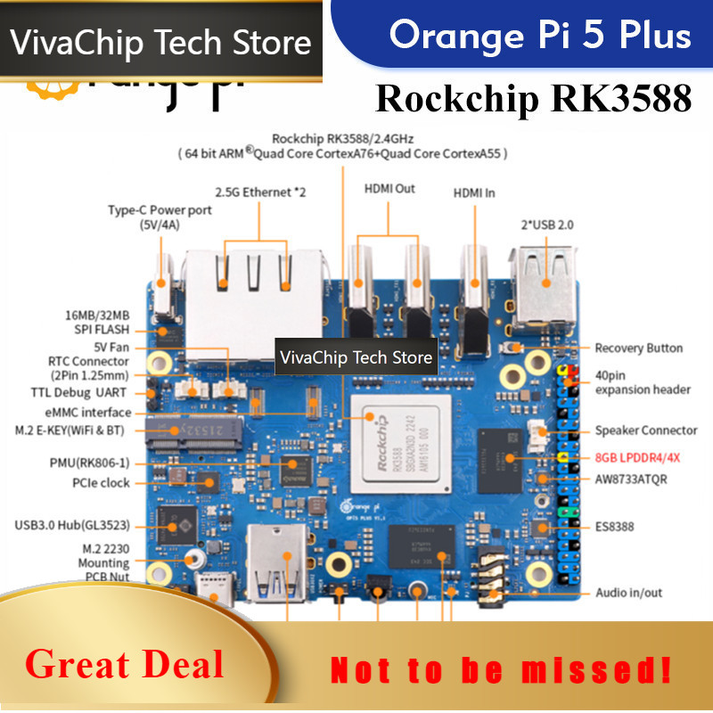 Orange Pi 5 Plus 16Gb - 비바칩 테크오렌지 파이 5 플러스 16G