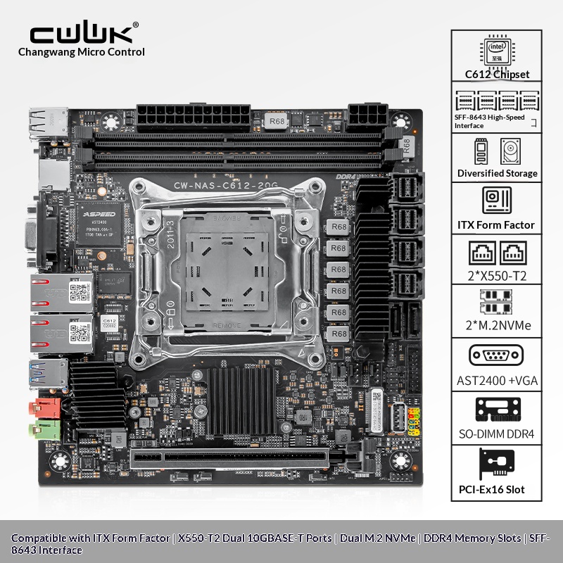 C612 LGA 2011-3 Xeon X99 마더보드  - Nas Motherboard 8 Sata Mini Itx 리뷰 및 가격