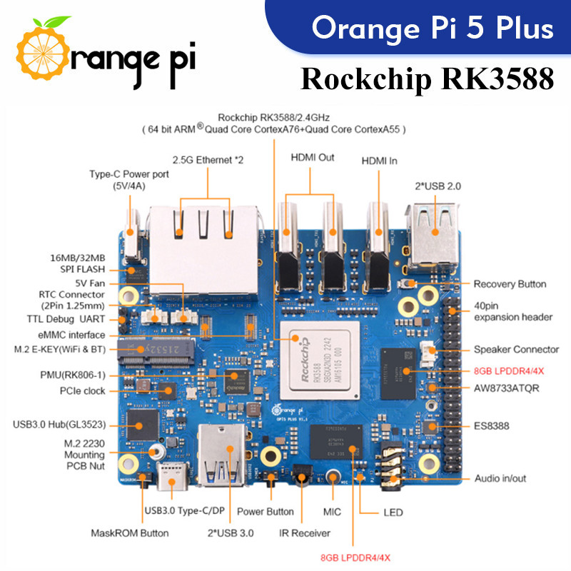 오렌지 파이 5 플러스 싱글 보드 컴퓨터 RK3588  - Orange Pi 5 Plus 16Gb 리뷰 및 가격