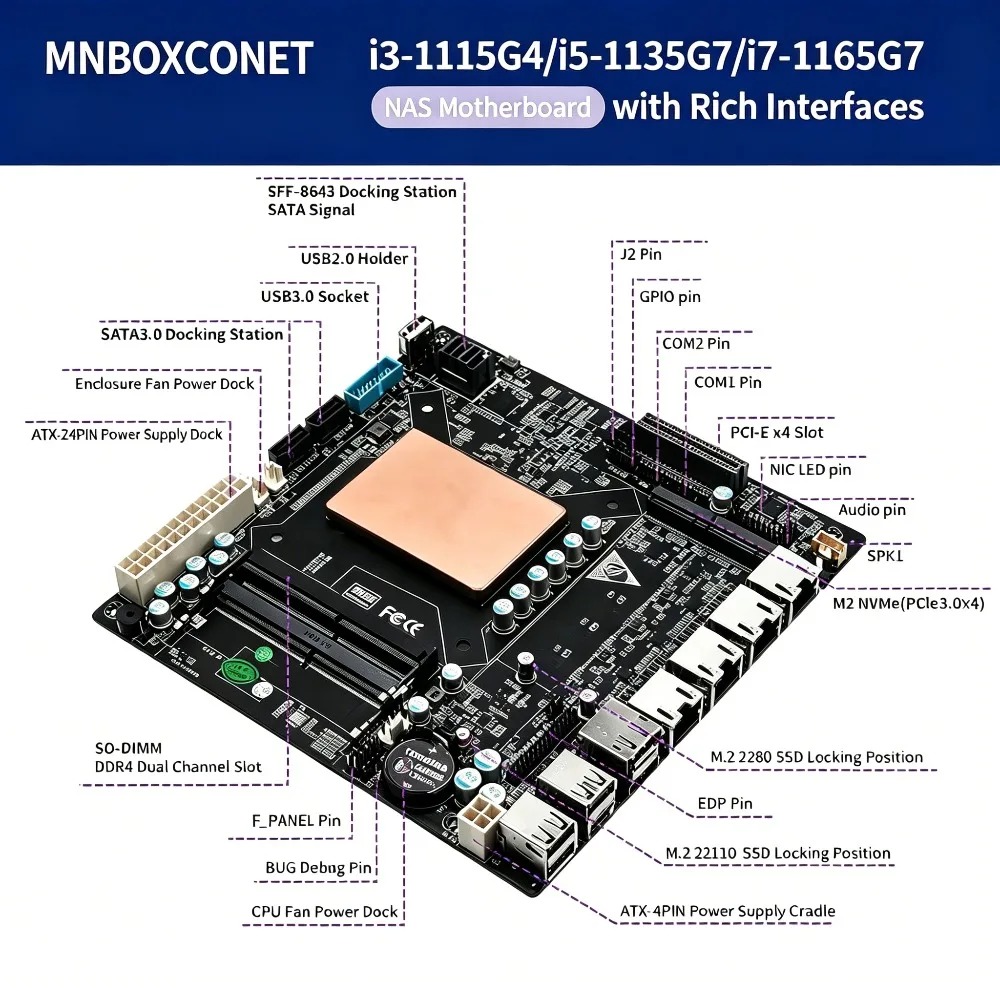 11세대 인텔 코어 i7 1165G7, 4개의 2.5G - Nas Motherboard 8 Sata Mini Itx 리뷰 및 가격