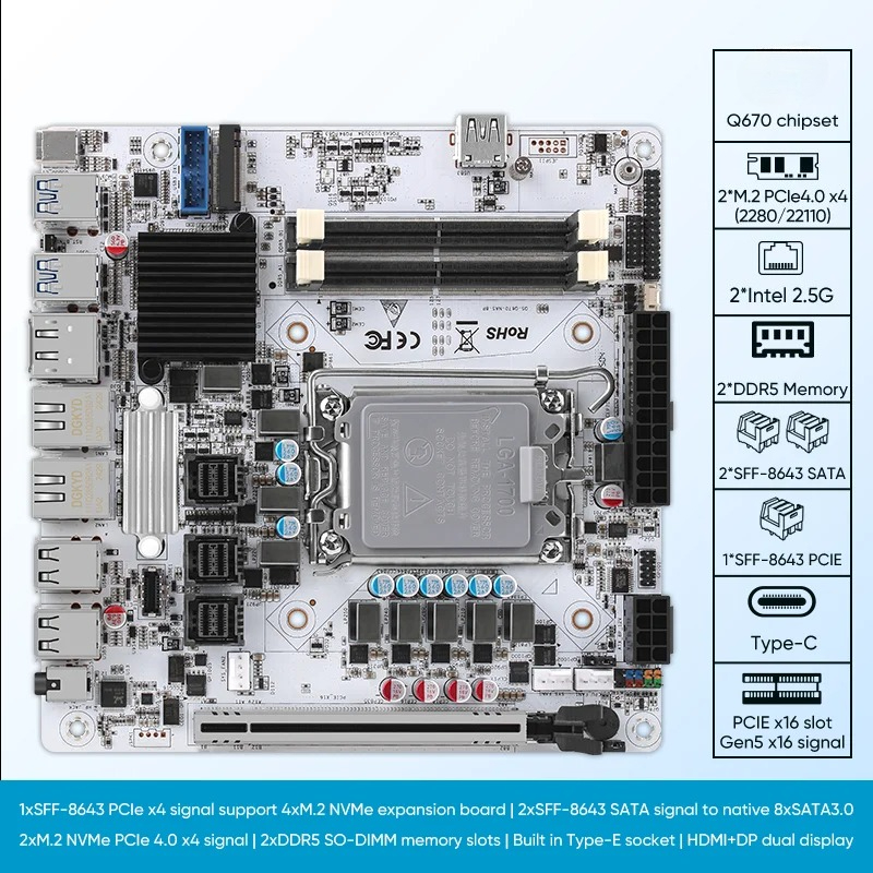 12/13/14세대 NAS 메인보드 Q670 8*SAT - Lga1700 Itx Motherboard Ddr5 리뷰 및 가격