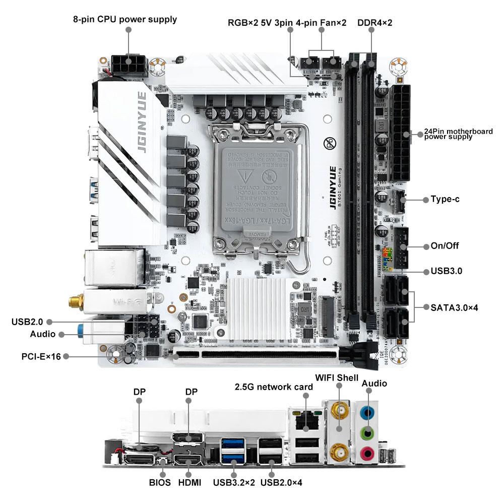JGINYUE B760 마더보드 LGA 1700 지원  - Lga1700 Itx Motherboard Ddr5 리뷰 및 가격